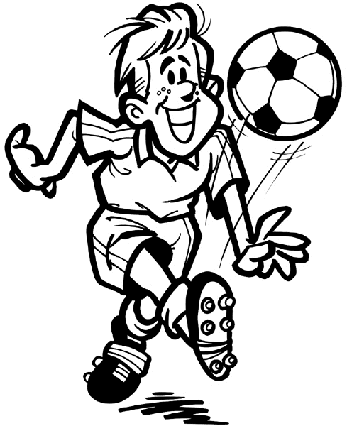 Teen player kicking soccer ball vinyl decal. Customize on line. Sports 085-1101